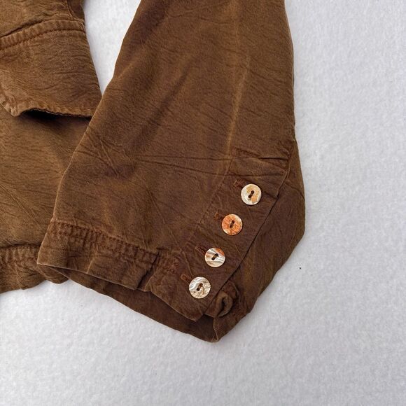 Vintage Johnny Was Jacket Size Small Brown Double Breasted‎ Blazer Boho Indie - Picture 4 of 10